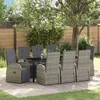 Image de Vidaxl Ensemble De Salle Ã Manger De Jardin De 9 PiÃ¨ces Avec Coussins Gris En Poly Rattan