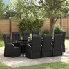 Image de Vidaxl Ensemble De Salle Ã Manger De Jardin 9 PiÃ¨ces Avec Coussins - Rattan Poly Noir