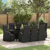 Image de Vidaxl Ensemble De Salle Ã Manger De Jardin De 9 PiÃ¨ces Avec Coussins Noirs En Rotin SynthÃ©tique