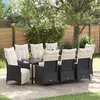 Image de vidaXL Ensemble de DÃ®ner de Jardin 9 PiÃ¨ces avec Coussins Noir Rattan Poly