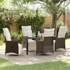 Image de vidaXL Ensemble de 5 piÃ¨ces de salle Ã  manger de jardin avec coussins marron en poly rattan