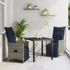 Image de Ensemble De Salle Ã Manger De Jardin 3 PiÃ¨ces Avec Coussins Gris Poly Rattan, Table De Jardin Vidaxl Noire 80x80x73 Cm Verre TrempÃ©