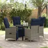 Image de Ensemble De Salle Ã Manger De Jardin Vidaxl 5 PiÃ¨ces Avec Coussins Gris Poly Rattan, Table De Jardin Vidaxl Noire 80x80x73 Cm Verre TrempÃ©