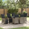 Image de Vidaxl Ensemble De Salle Ã Manger De Jardin De 7 PiÃ¨ces Avec Coussins Gris Poly Rattan