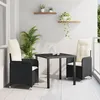 Image de Vidaxl Set De Salle Ã Manger De Jardin 3 PiÃ¨ces Avec Coussins Noirs En Poly Rattan