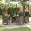 Image de Vidaxl Ensemble De Salle Ã Manger De Jardin 5 PiÃ¨ces Avec Coussins En Rotin Poli Gris