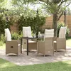 Image de Vidaxl Ensemble De Salle Ã Manger De Jardin 5 PiÃ¨ces Avec Coussins Beige Poly Rattan