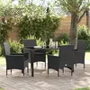 Image de Ensemble De Salle Ã Manger De Jardin 5 PiÃ¨ces Avec Coussins Poly Rattan Noir, Table De Jardin Vidaxl Noir 140x80x73 Cm Verre TrempÃ©