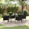 Image de Vidaxl Ensemble De Salle Ã Manger De Jardin De 5 PiÃ¨ces Avec Coussins En Rotin Poly Noir