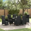 Image de vidaXL Set de salle Ã  manger de jardin 7 piÃ¨ces avec coussins Noir en polyrotin