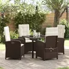 Image de Vidaxl Ensemble De Salle Ã Manger De Jardin 5 PiÃ¨ces Avec Coussins En Rattan Poly Brun