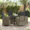 Image de Vidaxl Ensemble De Salle Ã Manger De Jardin 5 PiÃ¨ces Avec Coussins En Rattan Poly Gris