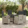 Image de Vidaxl Ensemble De Salle Ã Manger De Jardin De 5 PiÃ¨ces Avec Coussins Gris Clair En Rattan Poly