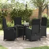 Image de Vidaxl Ensemble De Salle Ã Manger De Jardin 5 PiÃ¨ces Avec Coussins En Poly Rotin Noir, Table De Jardin Vidaxl Noire 80x80x73 Cm En Verre TrempÃ©