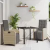 Image de Ensemble De Repas De Jardin 3 PiÃ¨ces Avec Coussins En Rattan Poly Beige, Table De Jardin Vidaxl Noire 80x80x73 Cm En Verre TrempÃ©