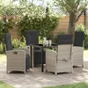 Image de Ensemble De Salle Ã Manger De Jardin Vidaxl 5 PiÃ¨ces Avec Coussins Gris Clair En Poly Rattan, Table De Jardin Vidaxl Noire 80x80x73 Cm En Verre TrempÃ©