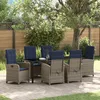 Image de Vidaxl Ensemble De Salle Ã Manger De Jardin 7 PiÃ¨ces Avec Coussins Gris En Poly Rattan