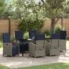 Image de vidaXL Set de Salle Ã  Manger de Jardin de 7 PiÃ¨ces en Rattan PE Gris