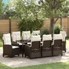 Image de vidaXL Set de salle Ã  manger de jardin de 9 piÃ¨ces avec coussins Marron Poly Rotin