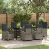 Image de vidaXL Set de Salle Ã  Manger de Jardin 7 PiÃ¨ces avec Coussins Gris Poly Rattan