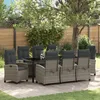 Image de vidaXL Ensemble de meubles de jardin 9 piÃ¨ces avec coussins Gris Poly Rattan