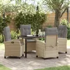 Image de Vidaxl Ensemble De Salle Ã Manger De Jardin 5 PiÃ¨ces Avec Coussins Beige Rattan