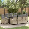 Image de Vidaxl Ensemble De Salle Ã Manger De Jardin 9 PiÃ¨ces Avec Coussins Beige Poly Rattan