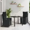 Image de Vidaxl Ensemble De Salle Ã Manger De Jardin 3 PiÃ¨ces Avec Coussins Noir Poly Rattan
