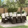 Image de Vidaxl Ensemble De Salle Ã Manger De Jardin 9 PiÃ¨ces Avec Coussins Marron Rotin Poly