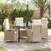 Image de Vidaxl Ensemble De Salle Ã Manger De Jardin 5 PiÃ¨ces Avec Coussins Beige Poly Rotin