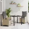 Image de Vidaxl Ensemble De Salle Ã Manger De Jardin 3 PiÃ¨ces Avec Coussins Beige Poly Rotin