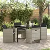 Image de Vidaxl Ensemble De Salle Ã Manger De Jardin 5 PiÃ¨ces Avec Coussins En Rotin SynthÃ©tique Gris Clair, Table De Jardin Vidaxl Noire 140x80x73 Cm En Verre TrempÃ©