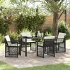 Image de Ensemble De Salle Ã Manger De Jardin 5 PiÃ¨ces Avec Coussins En Poly Rotin Noir, Table De Jardin Vidaxl Noire 140x80x73 Cm En Verre TrempÃ©