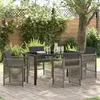 Image de Vidaxl Ensemble De Salle Ã Manger De Jardin 5 PiÃ¨ces Avec Coussins Gris, Table De Jardin Vidaxl Noire 140x80x73 Cm