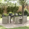 Image de Vidaxl Set De DÃ®ner De Jardin 5 PiÃ¨ces Avec Coussins Gris Clair Poly Rattan, Table De Jardin Noire 140x80x73 Cm Verre TrempÃ©