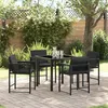 Image de vidaXL Set de Salle Ã  Manger de Jardin 5 PiÃ¨ces avec Coussins Rattan Poly Noir