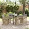 Image de Vidaxl Ensemble De Salle Ã Manger De Jardin De 5 PiÃ¨ces Avec Coussins Beige Poly Rattan