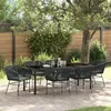 Image de vidaXL Ensemble Salle Ã  Manger Jardin 7 PiÃ¨ces avec Coussins Noir Rotin Poly