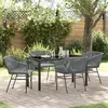 Image de vidaXL Set de Salle Ã  Manger de Jardin de 5 PiÃ¨ces avec Coussins Gris Poly Rattan