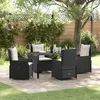 Image de Vidaxl Ensemble De Salle Ã Manger De Jardin 5 PiÃ¨ces Noir Poly Rattan, Vidaxl Table De Jardin Noire 140x80x73 Cm En Verre TrempÃ©