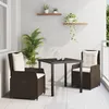 Image de Vidaxl Ensemble De Salle Ã Manger De Jardin 3 PiÃ¨ces Marron Poly Rattan, Table De Jardin Vidaxl Noire 80x80x73 Cm Verre TrempÃ©
