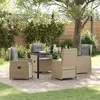Image de Vidaxl Ensemble De Salle Ã Manger De Jardin 5 PiÃ¨ces En Rotin Beige, Table De Jardin Vidaxl Noire 140x80x73 Cm En Verre TrempÃ©
