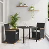 Image de vidaXL Set de dining de jardin 3 piÃ¨ces avec coussins Noir Poly Rattan