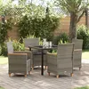 Image de vidaXL Set de salle Ã  manger de jardin 5 piÃ¨ces avec coussins gris en poly rattan
