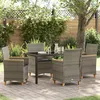 Image de Vidaxl Ensemble De Salle Ã Manger De Jardin 5 PiÃ¨ces Avec Coussins Gris Poly Rattan