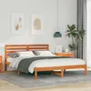 Image de vidaXL Cadre de lit Marron cire 160 x 200 cm Bois de pin massif