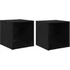 Image de vidaXL Meuble TV 2 pcs Noir 37 x 35 x 37 cm Bois d'ingÃ©nierie