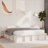 Image de vidaXL Cadre de lit avec rangement relevable blanc 160x200 cm en bois massif de pin