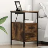 Image de Vidaxl Armoires De Chevet Avec Tiroir 2 Pcs ChÃªne FumÃ© 30 X 48 X 61 Cm