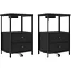 Image de vidaXL Table de nuit avec station de chargement 2 pcs ChÃªne noir